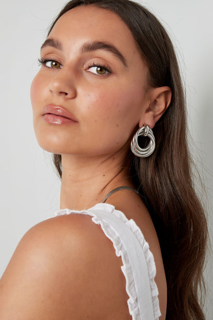 Earrings trio hoops silver