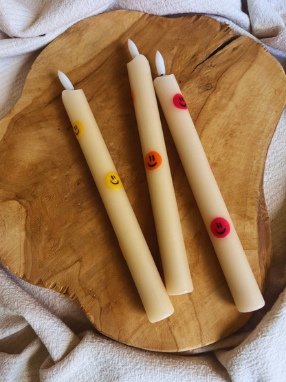 Led Dinner Candle Smiley Yellow