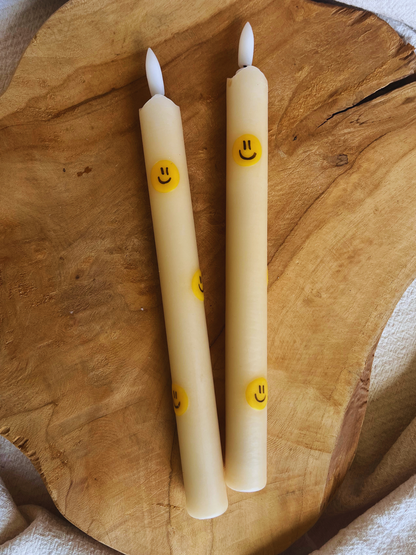 Led Dinner Candle Smiley Yellow