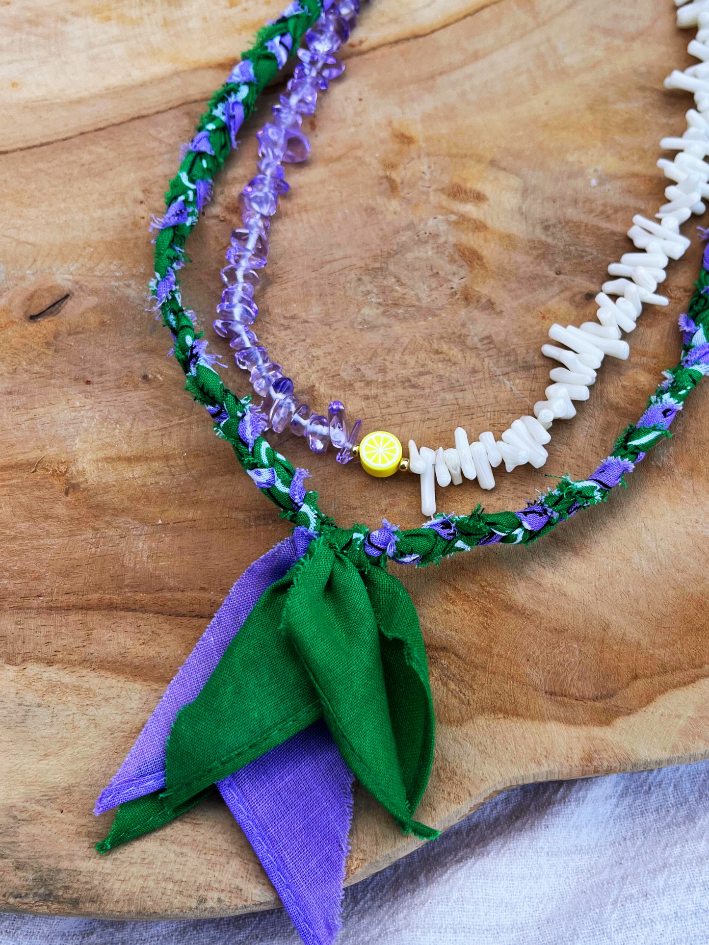 Bandana Ketting Green-Purple