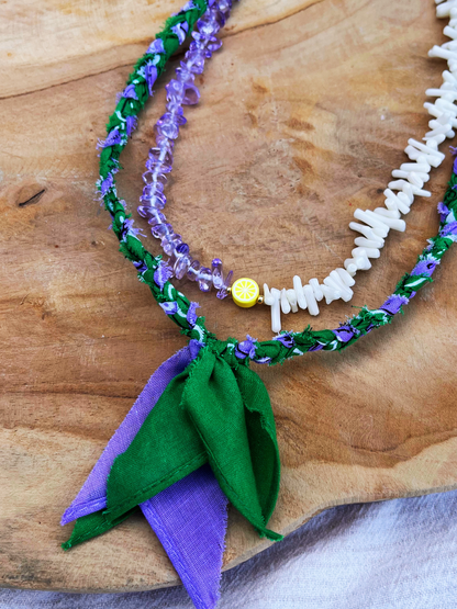 Bandana Necklace Green-Purple