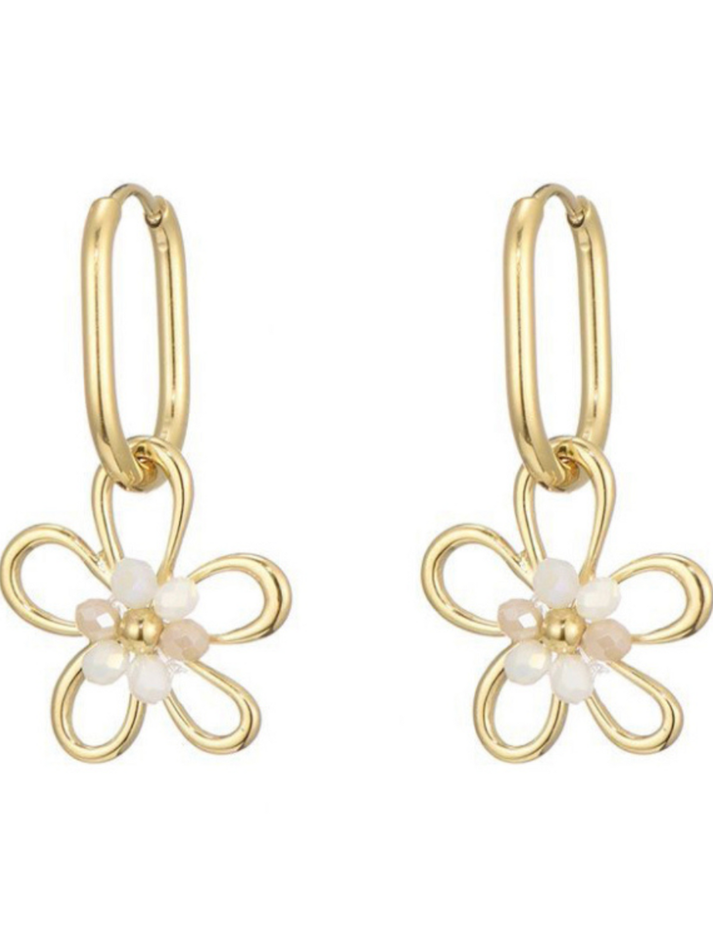 Earrings Flower Beige