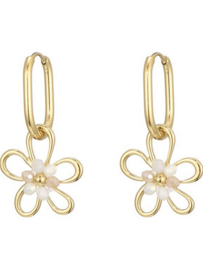 Earrings Flower Beige