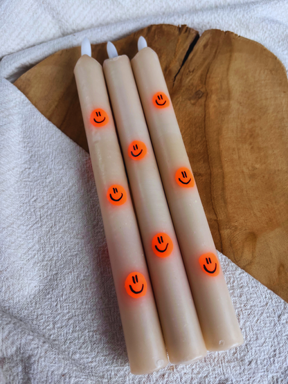 LED Dinner Candle Smiley Neon Orange