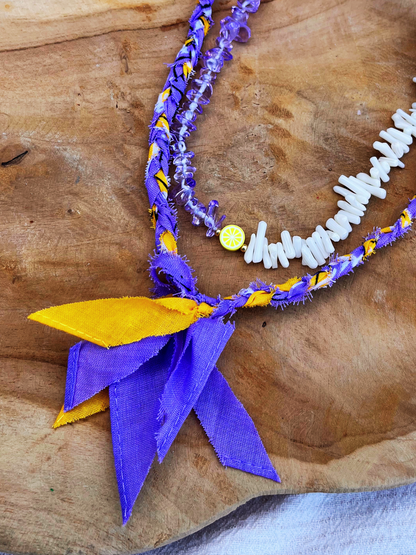 Bandana Ketting Yellow-Purple