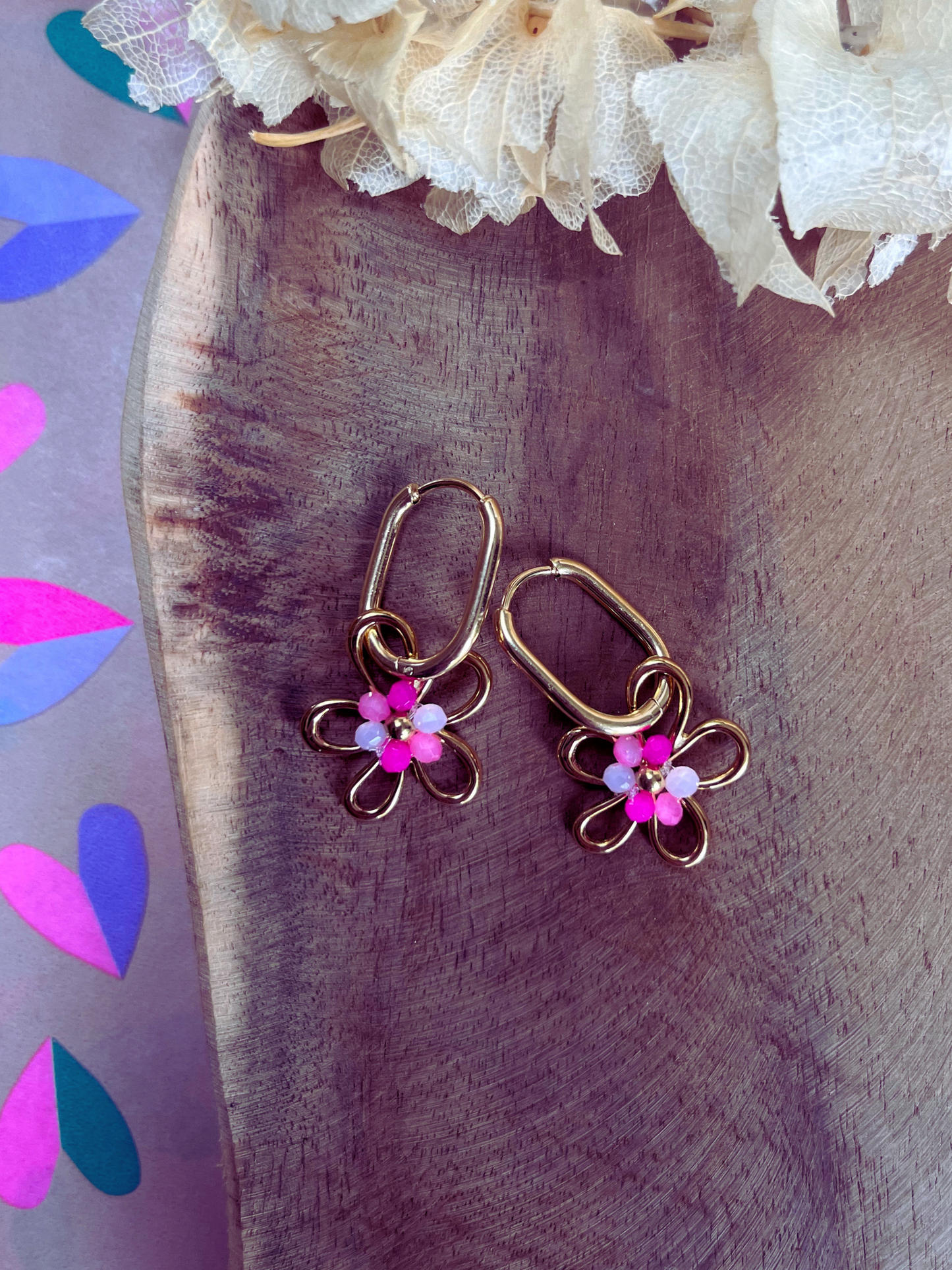 Earrings Flower Pink