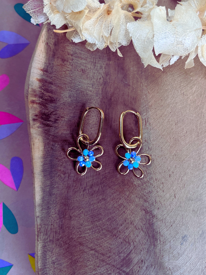 Earrings Flower Blue