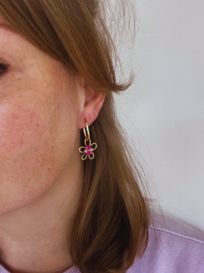 Earrings Flower Pink