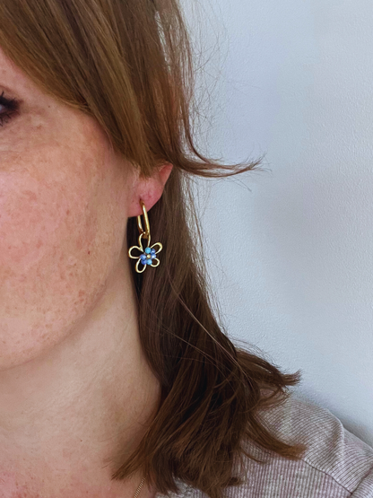 Earrings Flower Blue