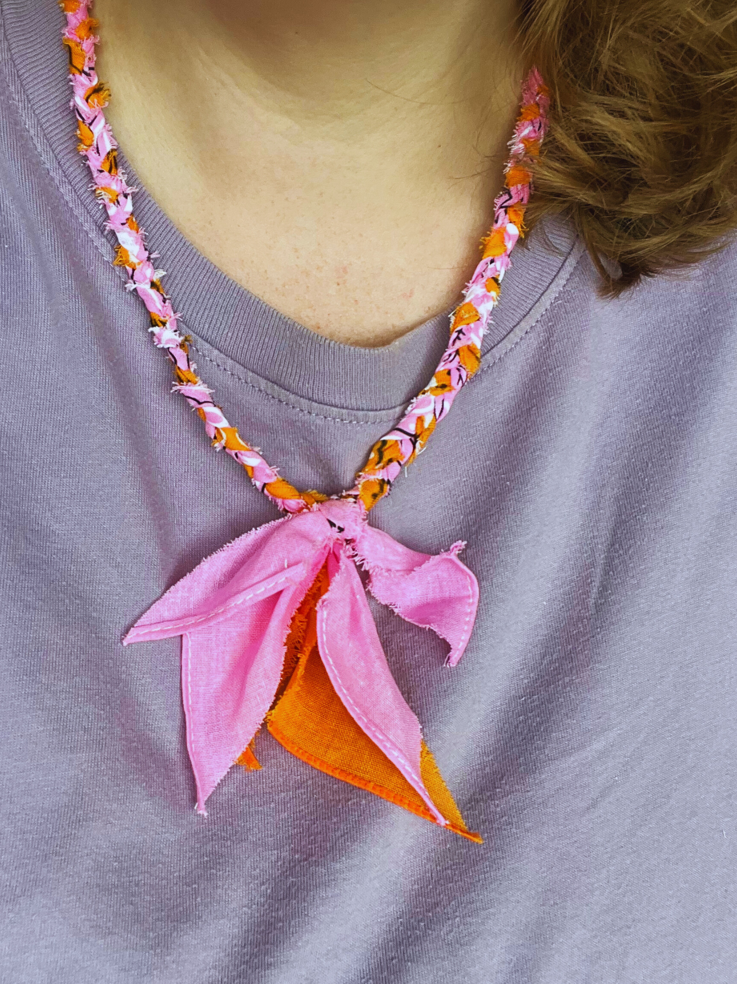 Bandana Necklace Orange-Pink