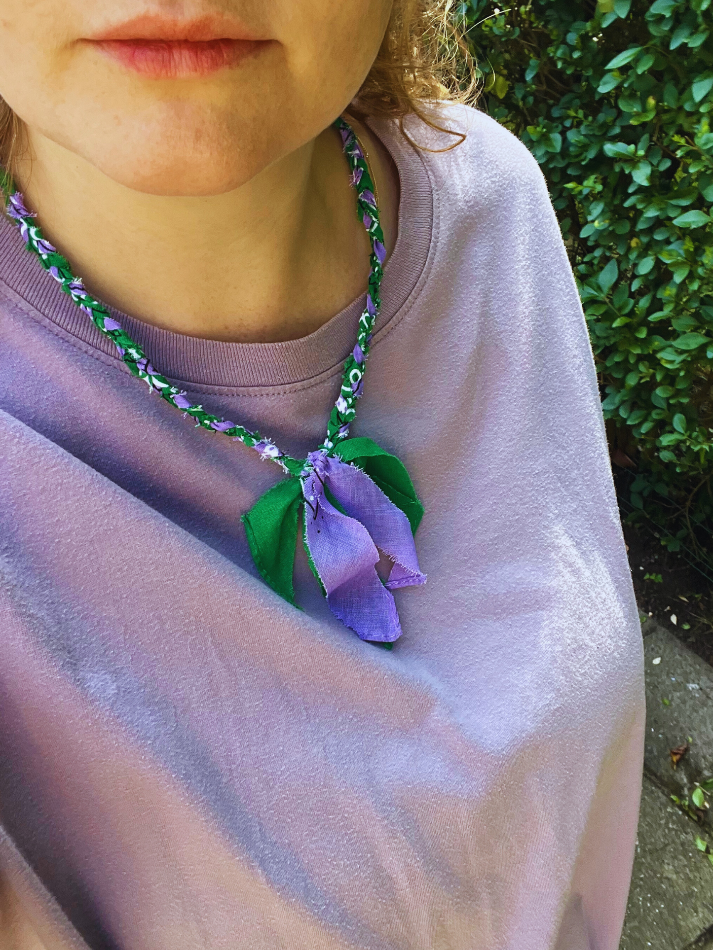 Bandana Necklace Green-Purple