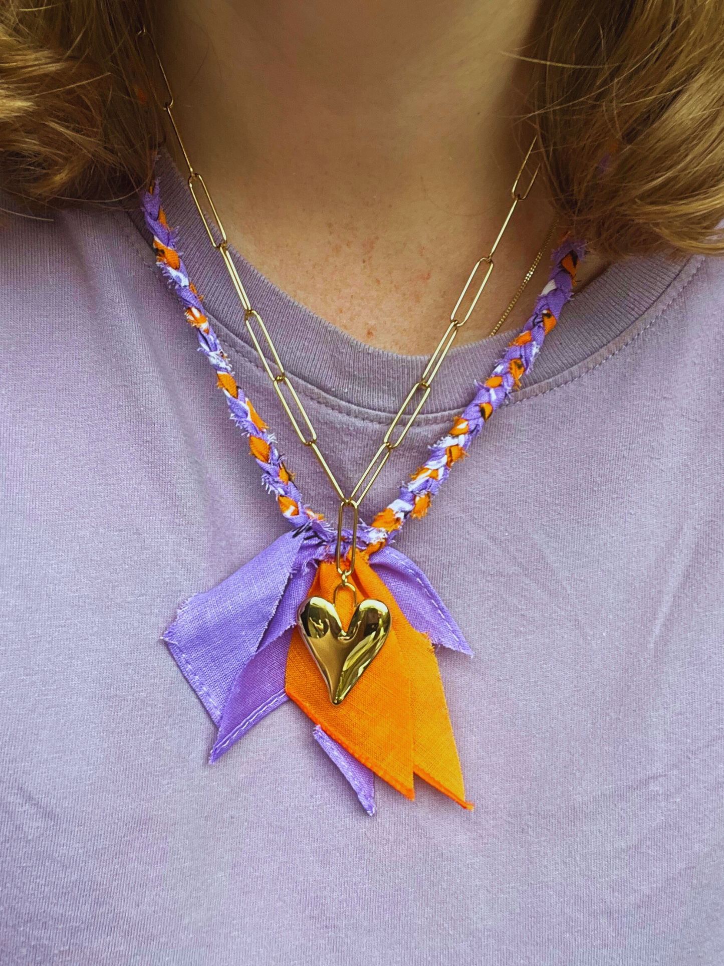 Bandana Necklace Orange-Purple