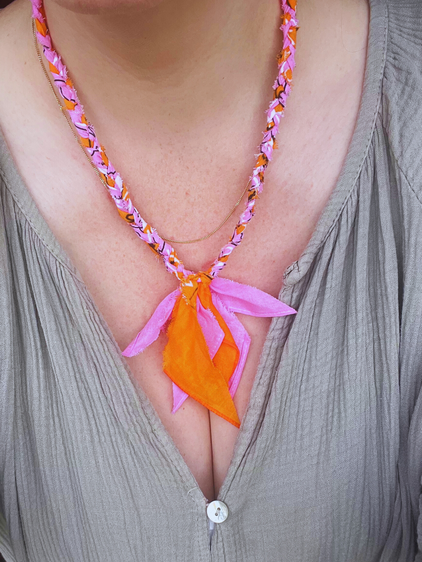 Bandana Ketting Orange-Pink